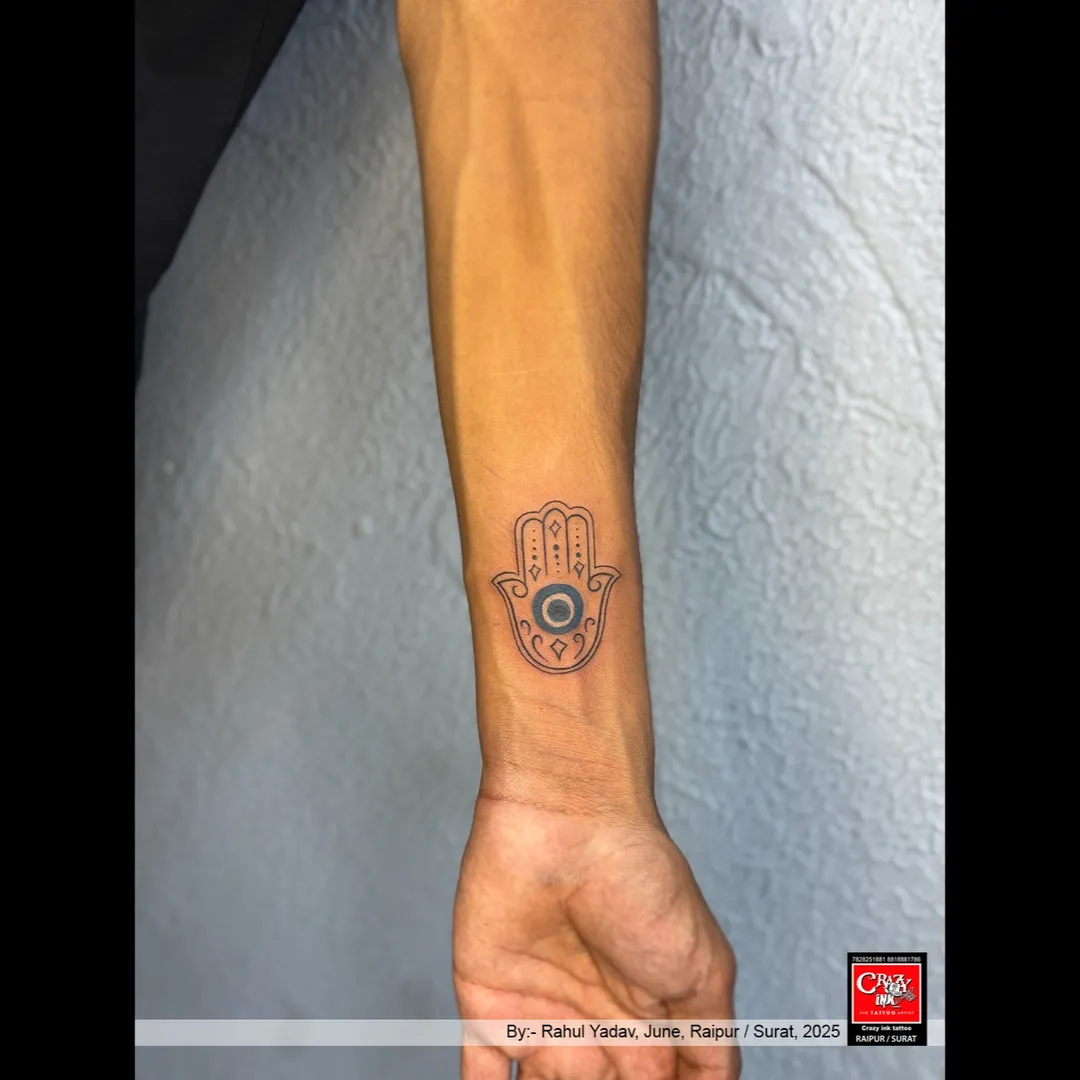 PROTECT YOUR ENERGY ,EMBRACE POSITIVITY🌙🧿✨
The tattoo beautifully represents the Hamsa Ha...