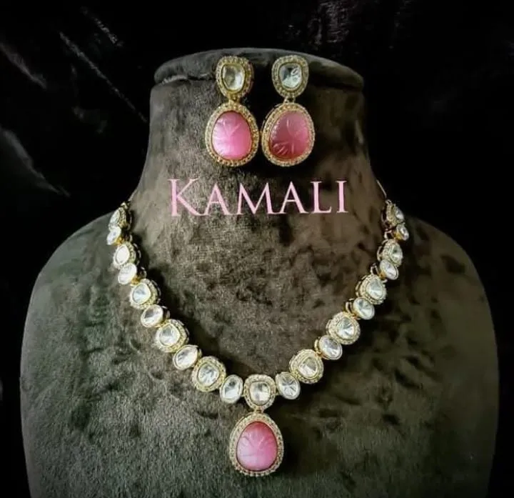 Victorian Mozanite Kundan - Artificial Gold Plated Jewellery - Kamali 9944116790For full image follo...