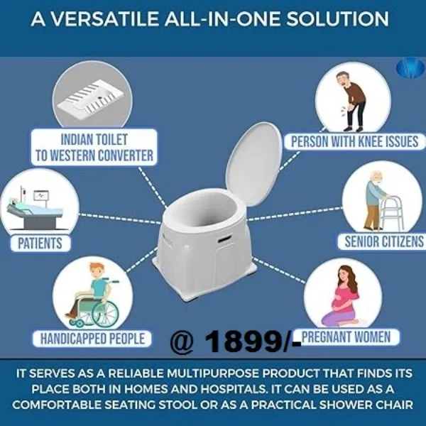 Portable Indian to western convert Easy Commode chair with Grip RustFree