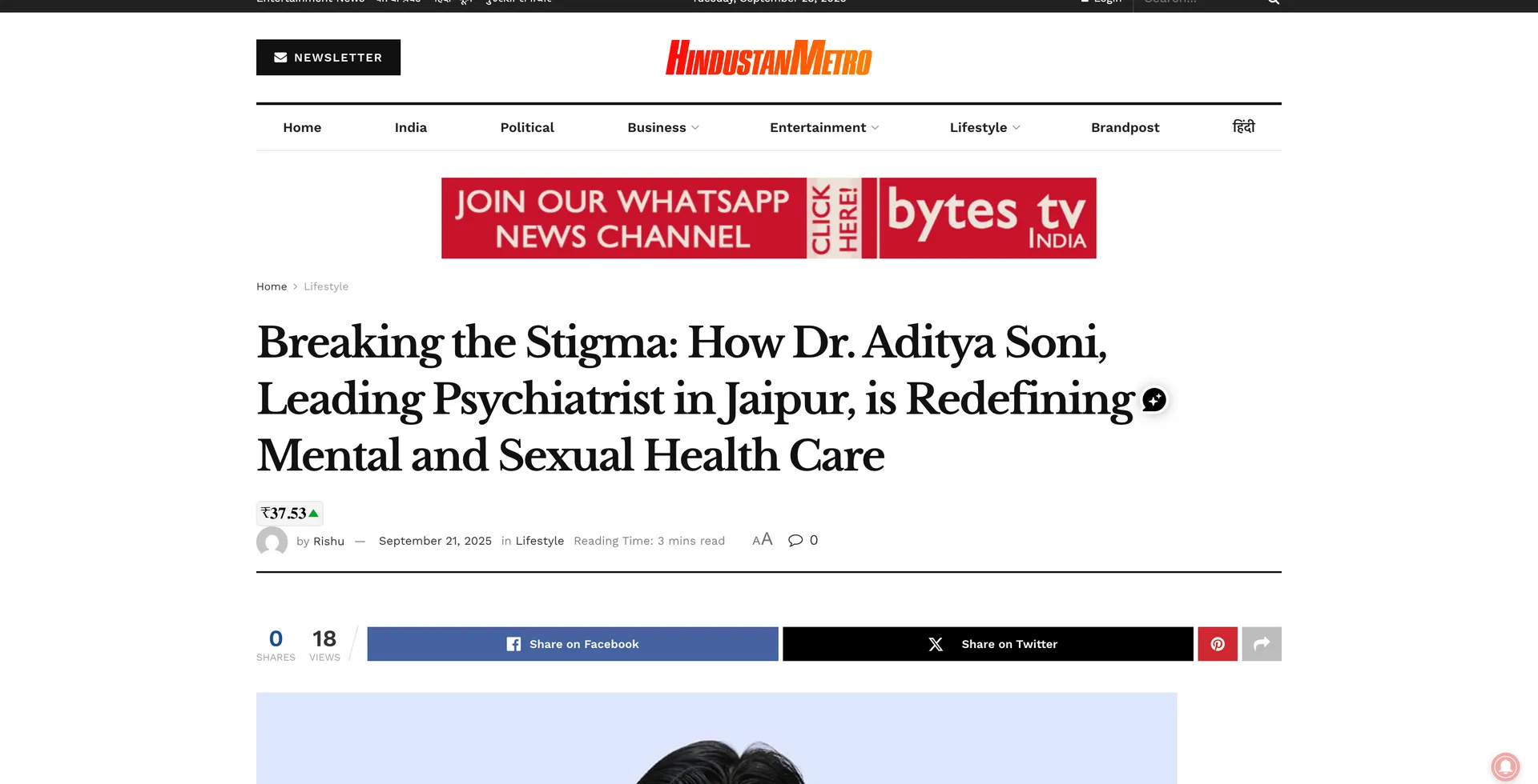 Breaking the Stigma:How Dr. Aditya Soni, Leading Psychiatrist in Jaipur, is Redefining Mental Health