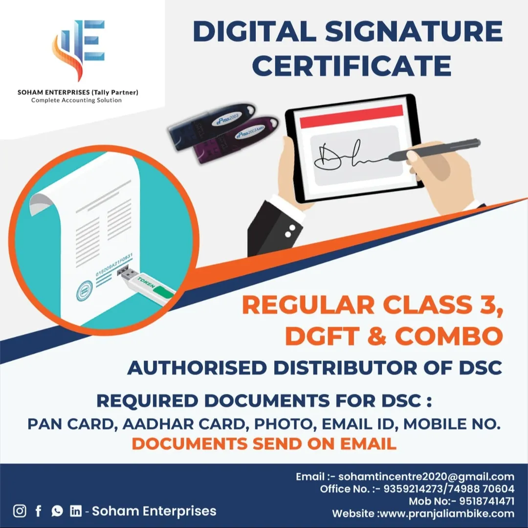 Digital Signature Certificate (DSC) Services in Pune – Soham Enterprises
Looking to get a secure and...