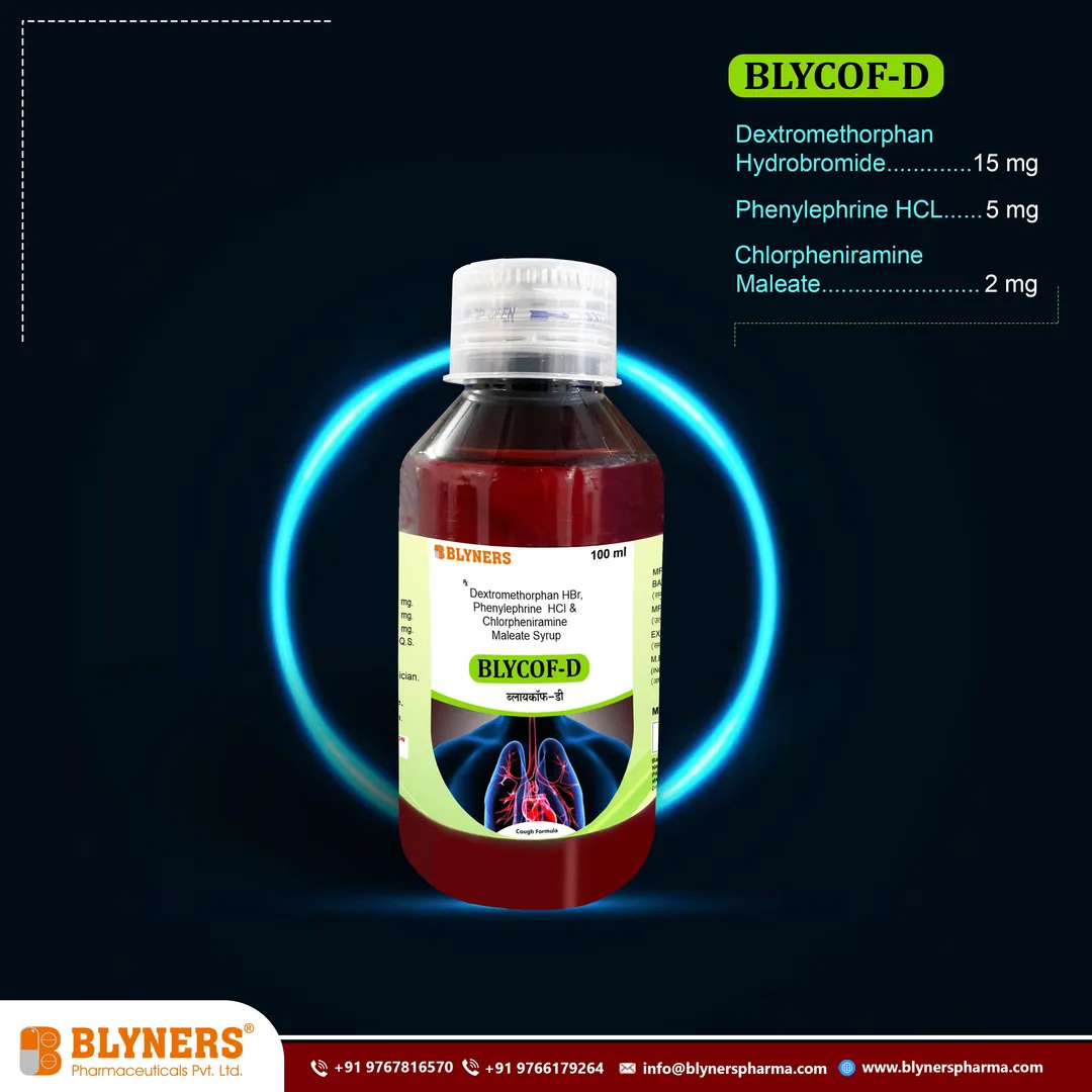 Blycof D syrup -Dextromethorphan 15 mg + Chlorpheniramine Maleate 2 mg + Phenylephrine Hydrochloride
