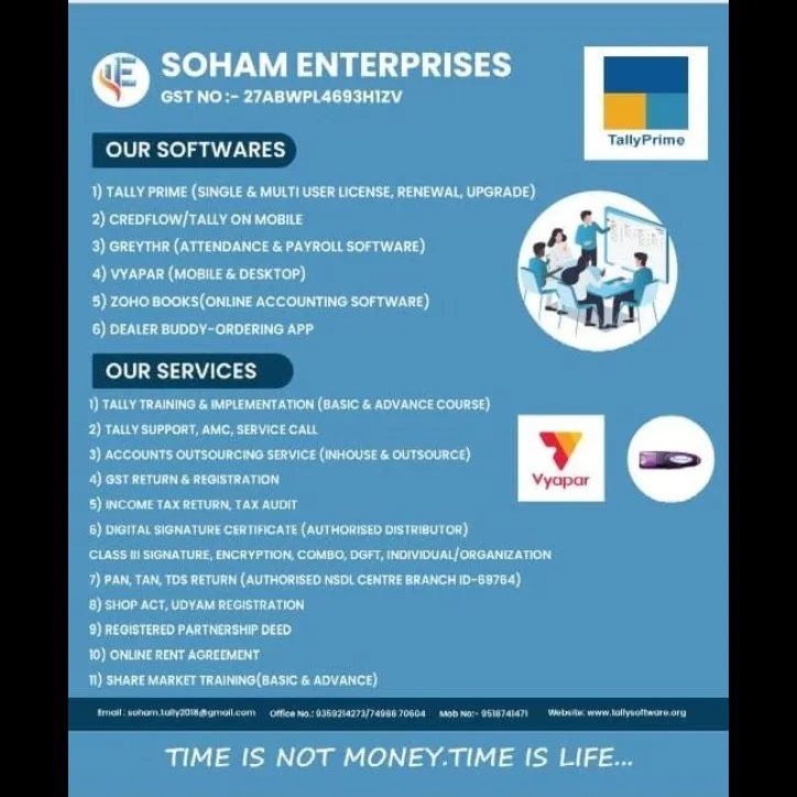 Tally Prime Training for Manufacturers, Traders & Service Providers in Pune
By Soham Enterprises – C...