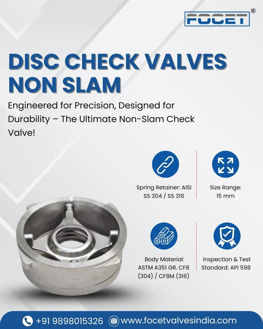 Top Disc Check Valves Non Slam Manufacturer in India.
