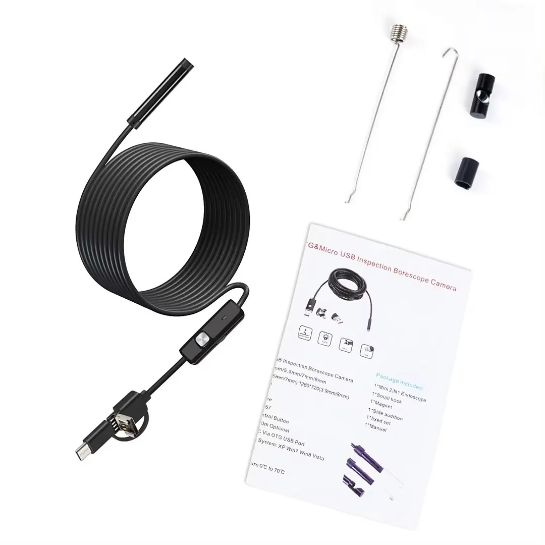 8mm USB Industrial Endoscope Cable Waterproof IP67 Borescope Endoscope Semi-Rigid Cable Endoscope f
