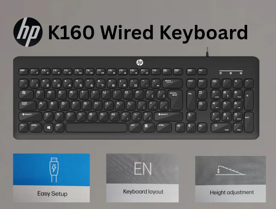 New Arrival: HP K160 Wired Keyboard – Reliable, Durable & Comfortable!