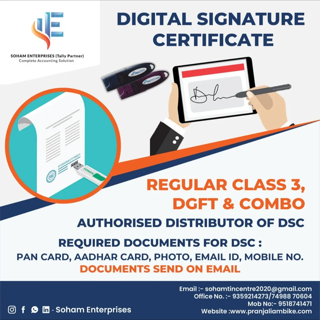 Digital Signature Certificate (DSC) Services in Pune – Soham Enterprises
Looking to get a secure and...
