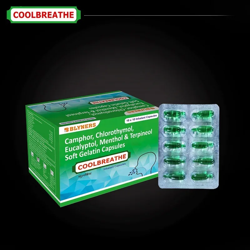 COOLBREATH Capsule is a combination of Camphor, Chlorothymol, Eucalyptol, Menthol and Terpineol