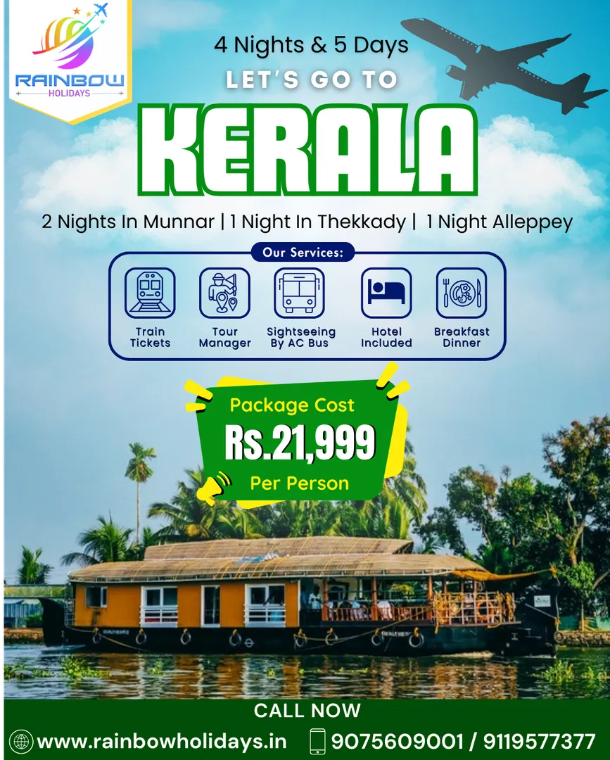 “Kerala 4N/5D Tour at ₹21,999—Munnar, Thekkady & Alleppey! Book Your Seat Now!”