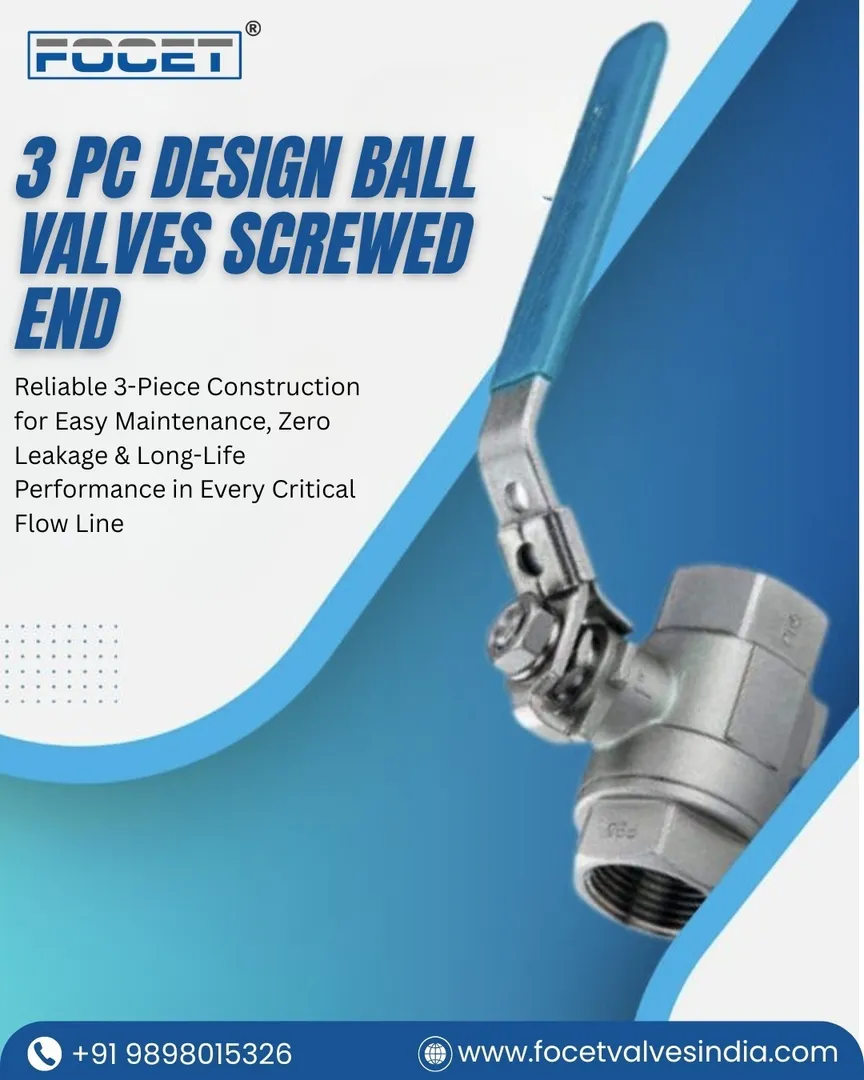 3 PC Design Ball Valves Screwed End Manufacturer in India.