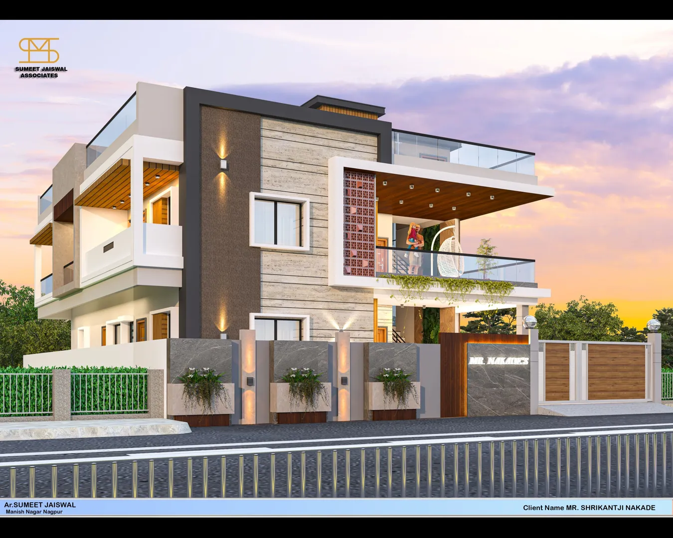 Modern elegance meets architectural brilliance: This multi-story residential design by Sumeet Jaiswa...