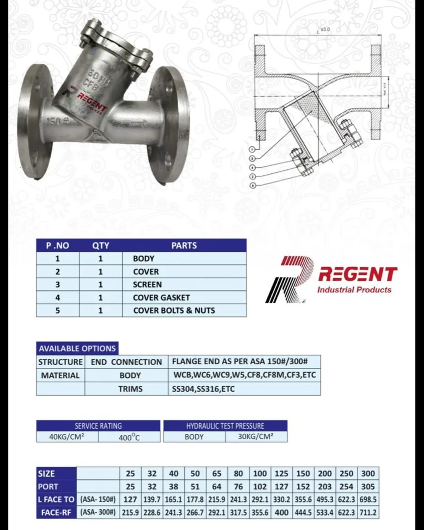 CF8M Y Strainer for Chemicals & Steam