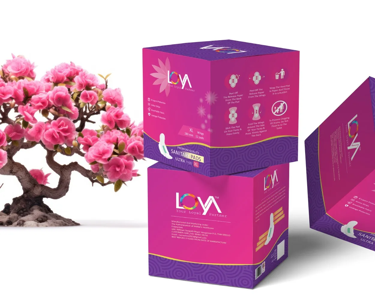Premium Sanitary Napkin Mono Carton Box Packaging Design