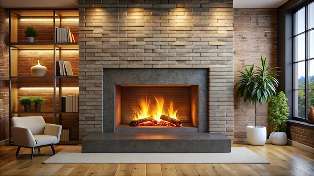 Indoor Small Fake Burning Log Wood Fireplace With Heater in Gurgaon