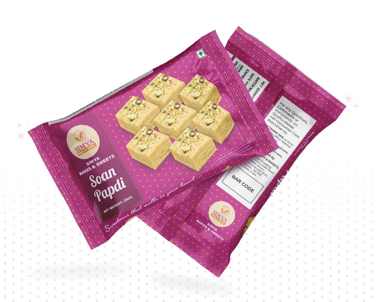 Premium Soan Papdi Center Seal Pouch Design & Printing | Surya Graphics Coimbatore