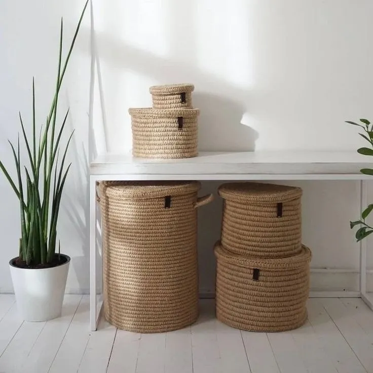 Natural jute se bane ye storage baskets – ghar ko rakhe neat aur décor ko de elegant earthy touch 🌾...