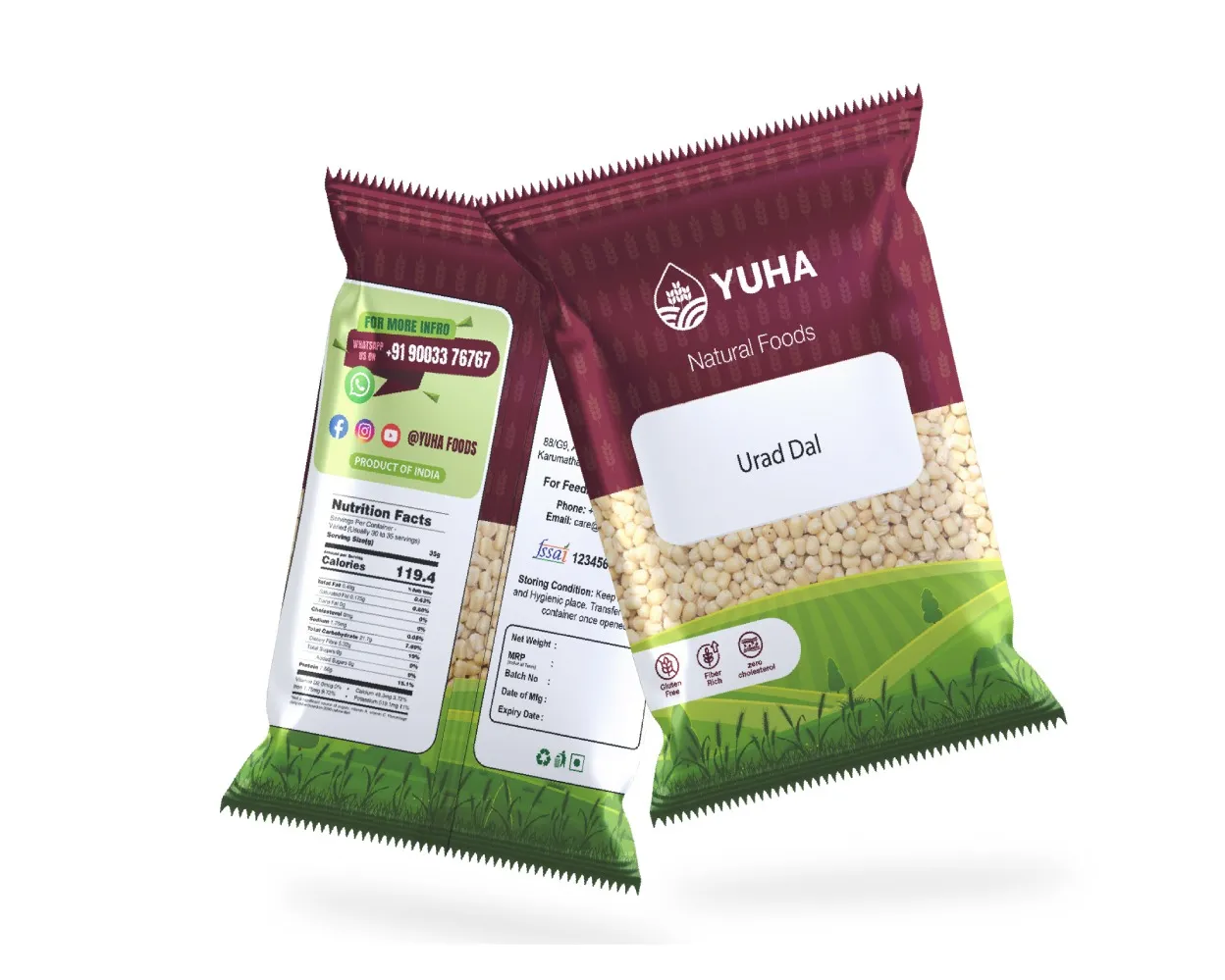 Premium Urad Dal Printed Pouch Packaging | Custom Food Pouch Printing in Tamil Nadu & Kerala