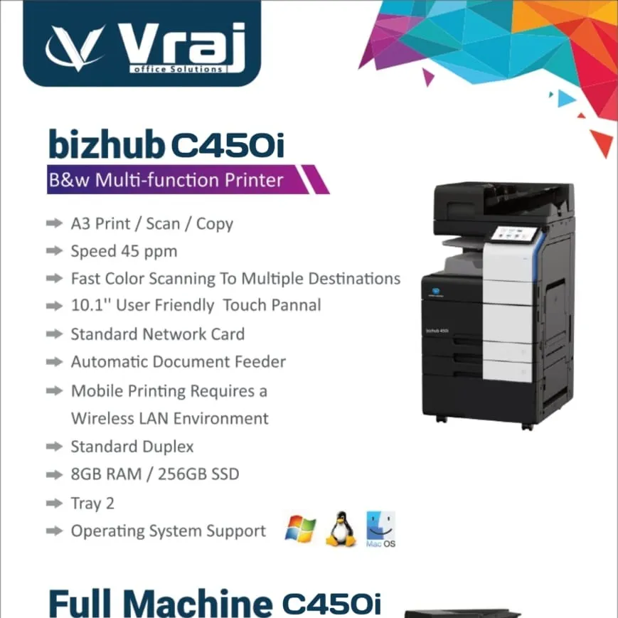 Konica Minolta Printer Rental in Rajkot | Vraj Office Solutions in Rajkot