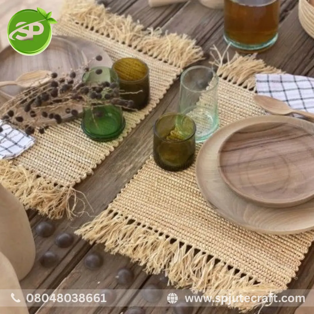 Elevate your dining experience with our handcrafted jute table mats, designed to bring warmth, textu...