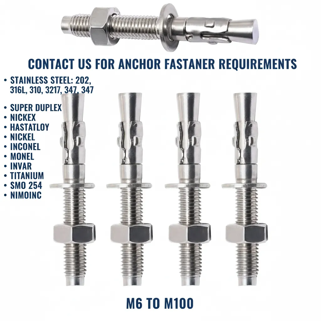 Hastelloy Anchor Fastener Manufacturer & Supplier in India | Hastelloy Anchor Bolt Exporter Worldwid