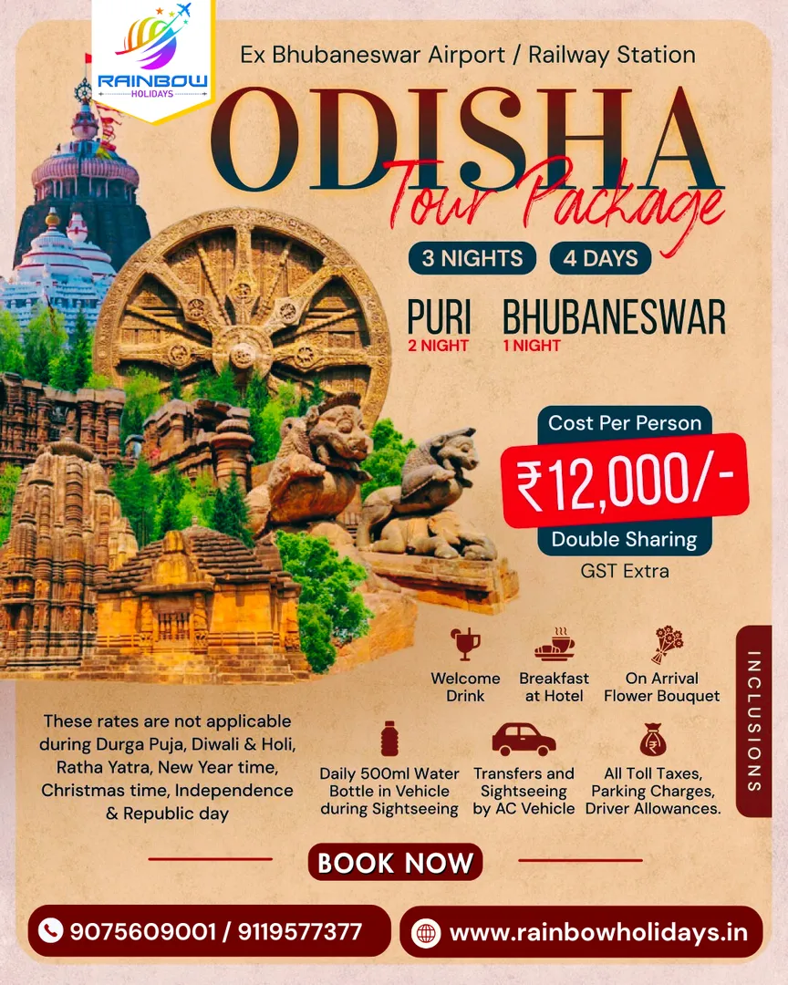 Odisha Tour @ ₹12,000! Puri–Bhubaneswar 3N/4D Package from Pune | Book Now