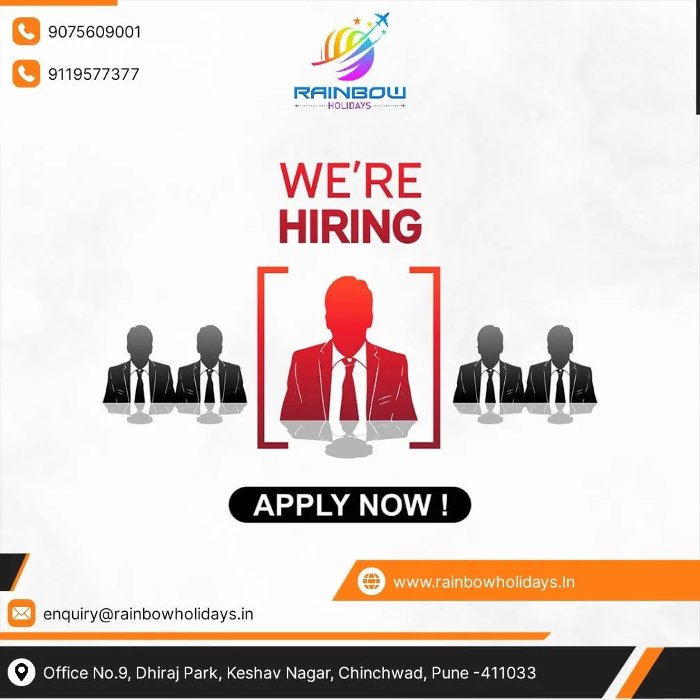 Female Travel Executive Wanted | PCMC Only | Office Job at Rainbow Holidays | Apply Now