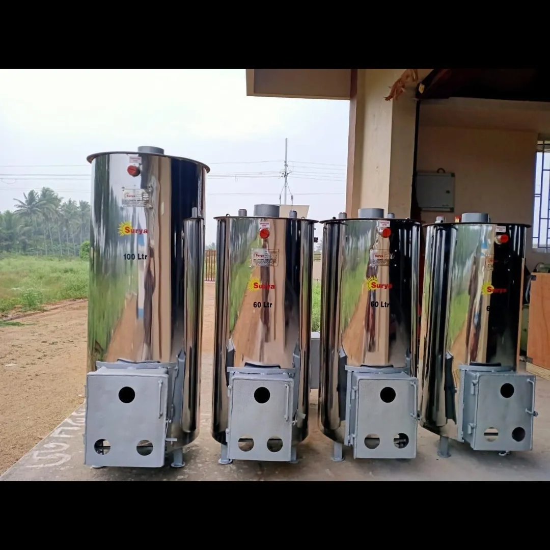 Surya Wood-Fire Water Heater begins with the collection of dry firewood, which is placed in the comb...