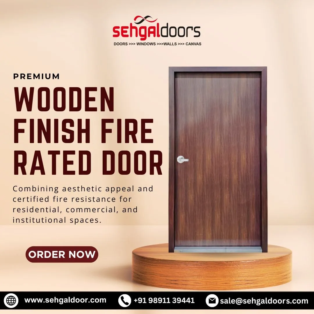 Premium wooden finish fire rated doors Manufacturer in India