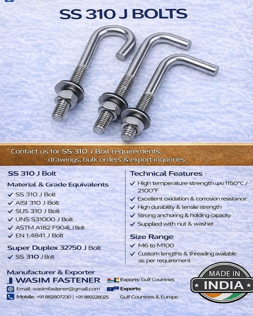 SS j Bolts SS J Hook SS Type Anchor Bolt