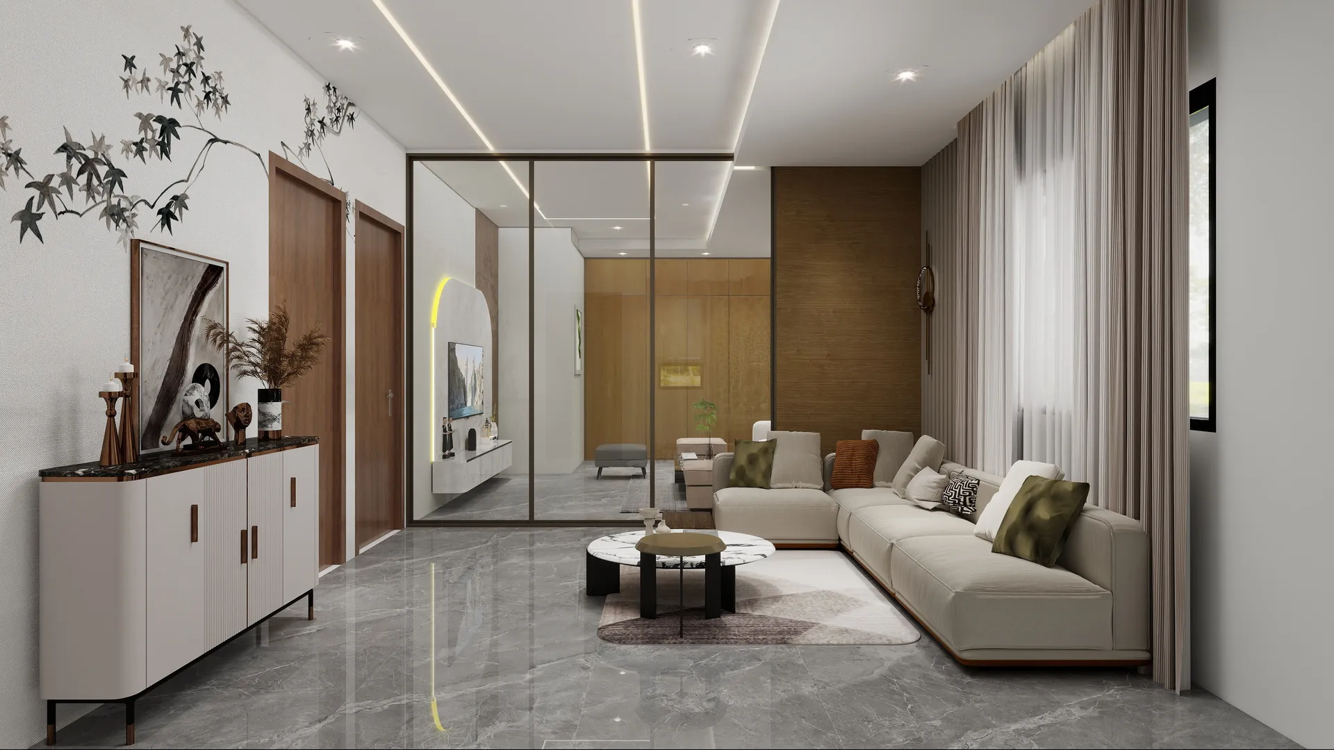 "A space designed for comfort and style,
Where every detail feels warm and welcoming.
Balanced tones...