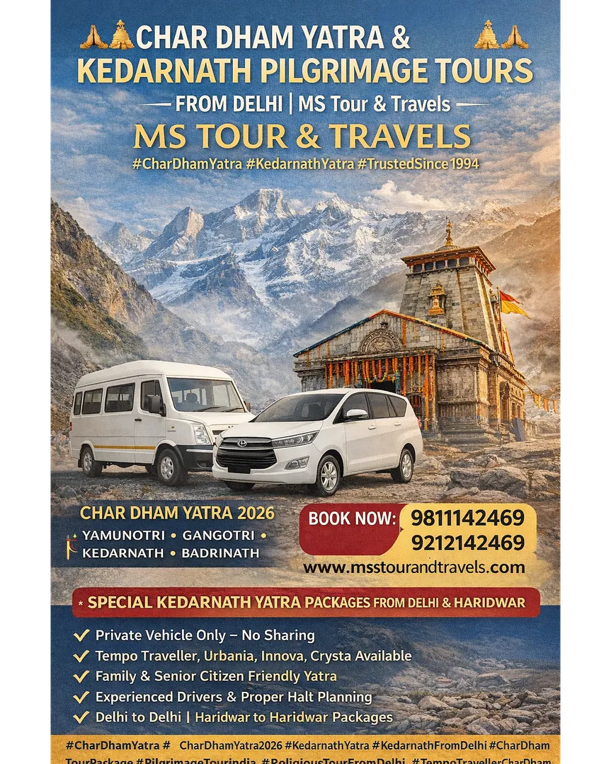 Char Dham Yatra pilgrimage tours from Delhi | MS Tour & Travels** 🙏🛕