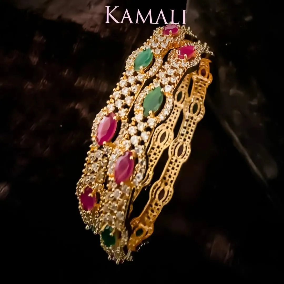 Party wear CZ White Stone Bangles
Kamali Queen Lazuli Collections
Artificial Gold Plated Jewellery...