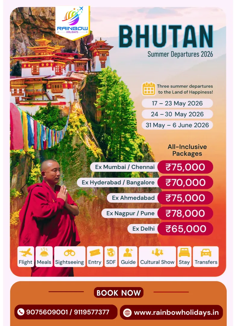 Bhutan Summer Tour 2026 Book with Rainbow Holidays & Experience the Land of Happiness!