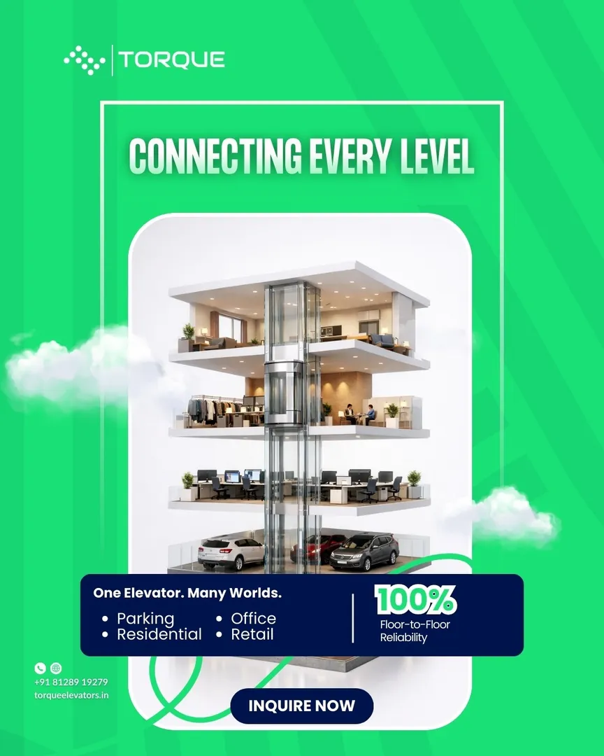 From parking to residential, offices to retail—one elevator connects it all.
Torque Elevators delive...