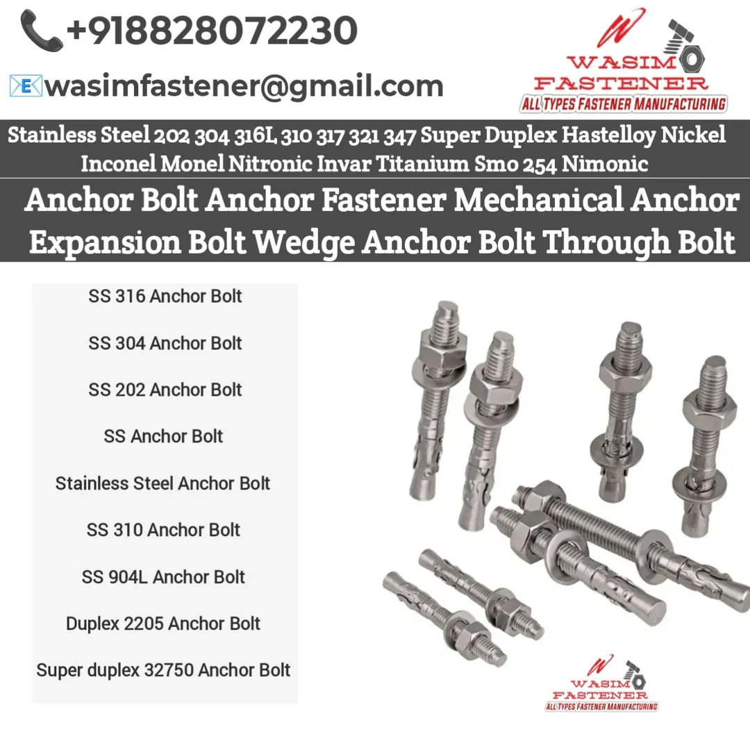 SS 316L Anchor Bolt Manufacturer & Supplier | Stainless Steel 316L Anchor Bolts Expansion Bolts
