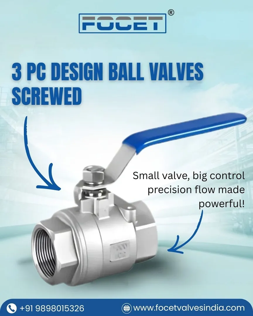 3 PC Design Ball Valves Screwed End Manufacturer in India.