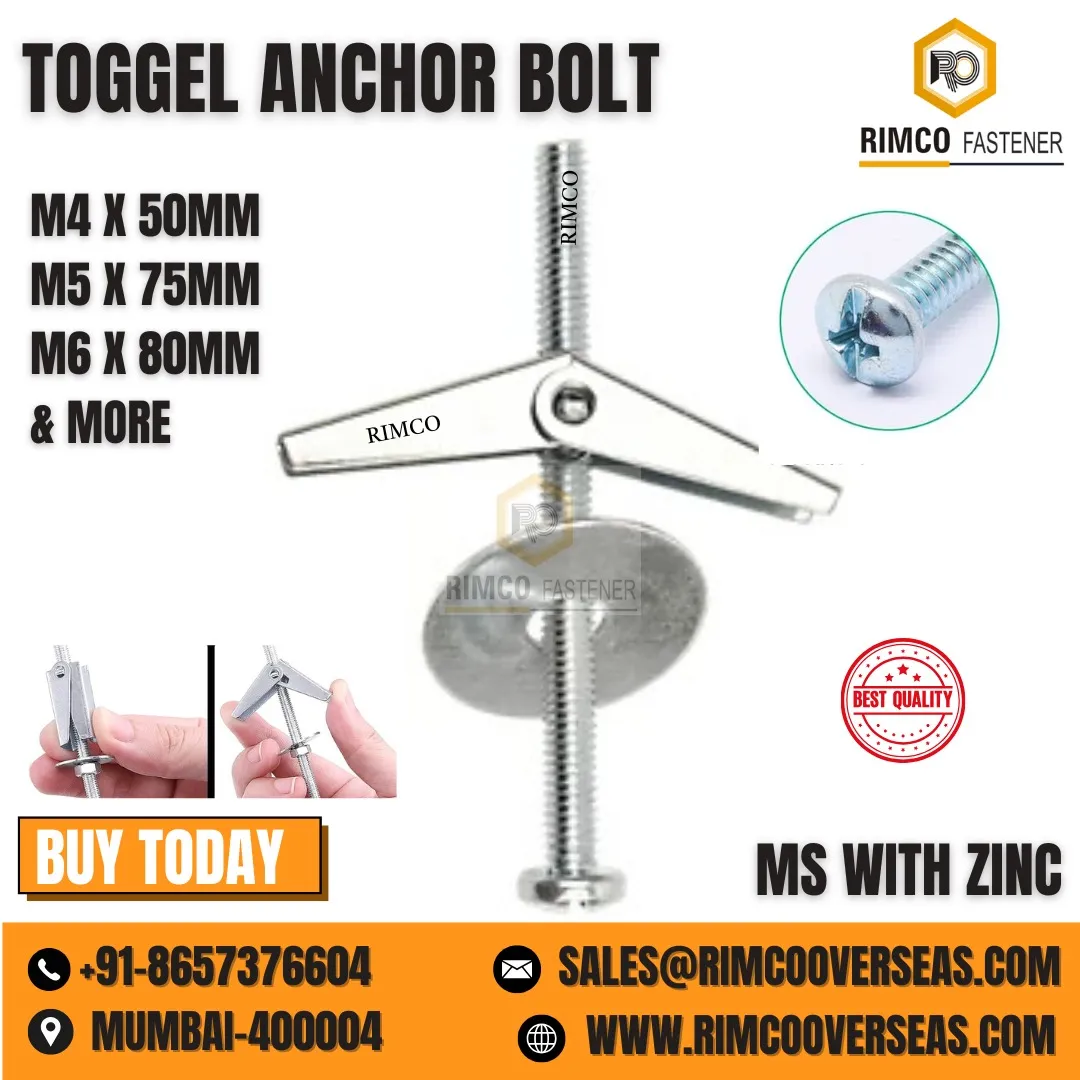 Mild Steel With Zinc Plated Toggel Anchor Bolt