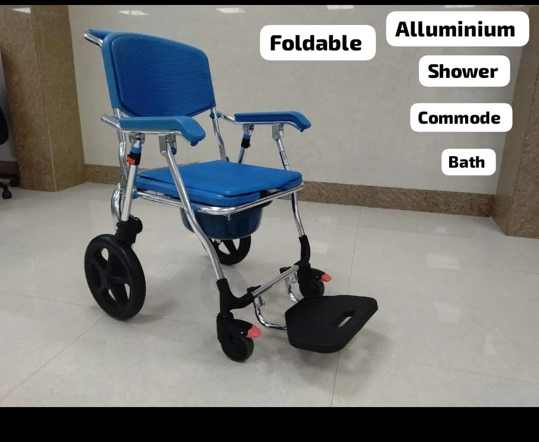 Alluminium Commode bath wheelchair all in one.