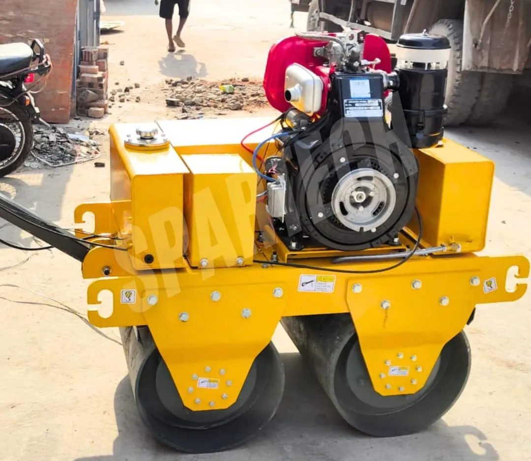 A walk-behind double drum roller