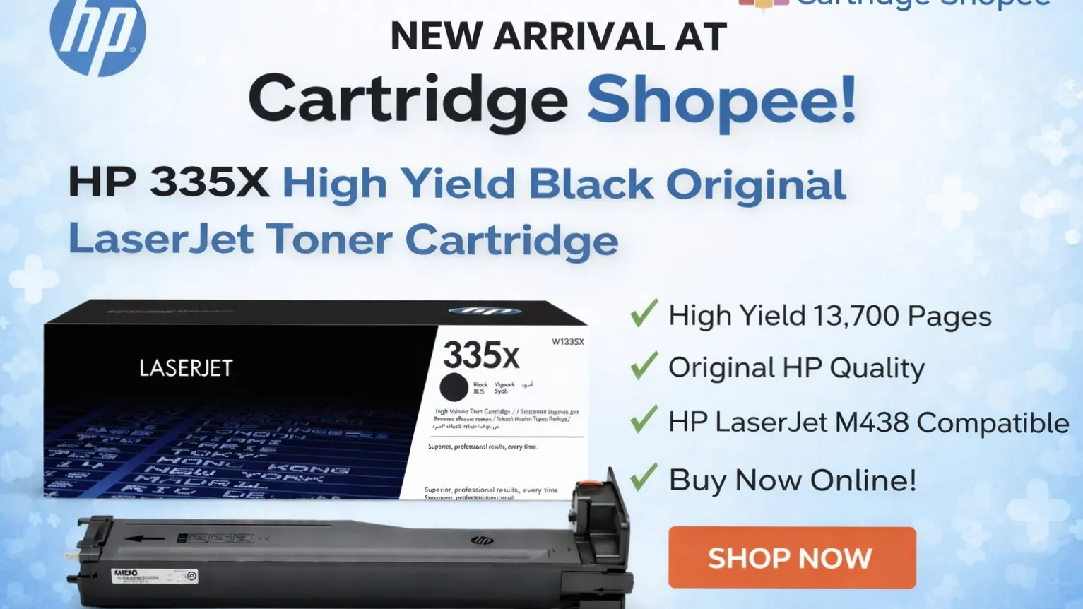 HP 335X High Yield Black Original LaserJet Toner Cartridge Now Available