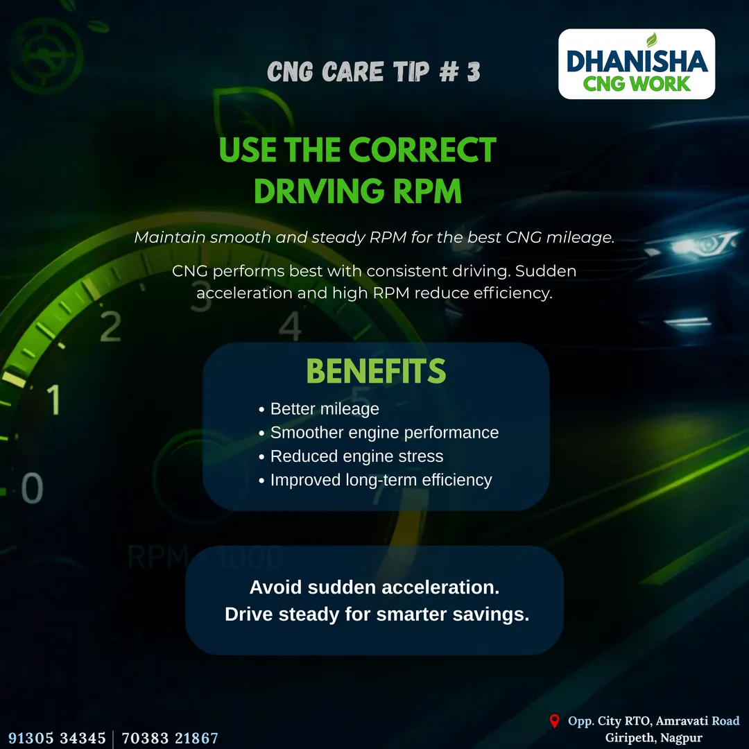 CNG Care Tip 3 : Use the Correct Driving RPM for Better Mileage & Performance