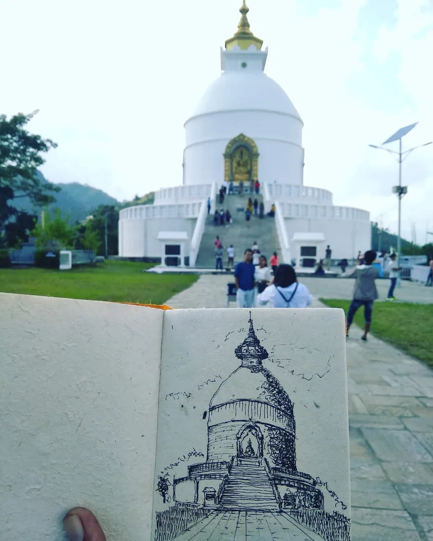 SKETCHED A WORLD PEACE PAGODA-A PROUD MOMENT FOR ME IN A LIFE TIME.