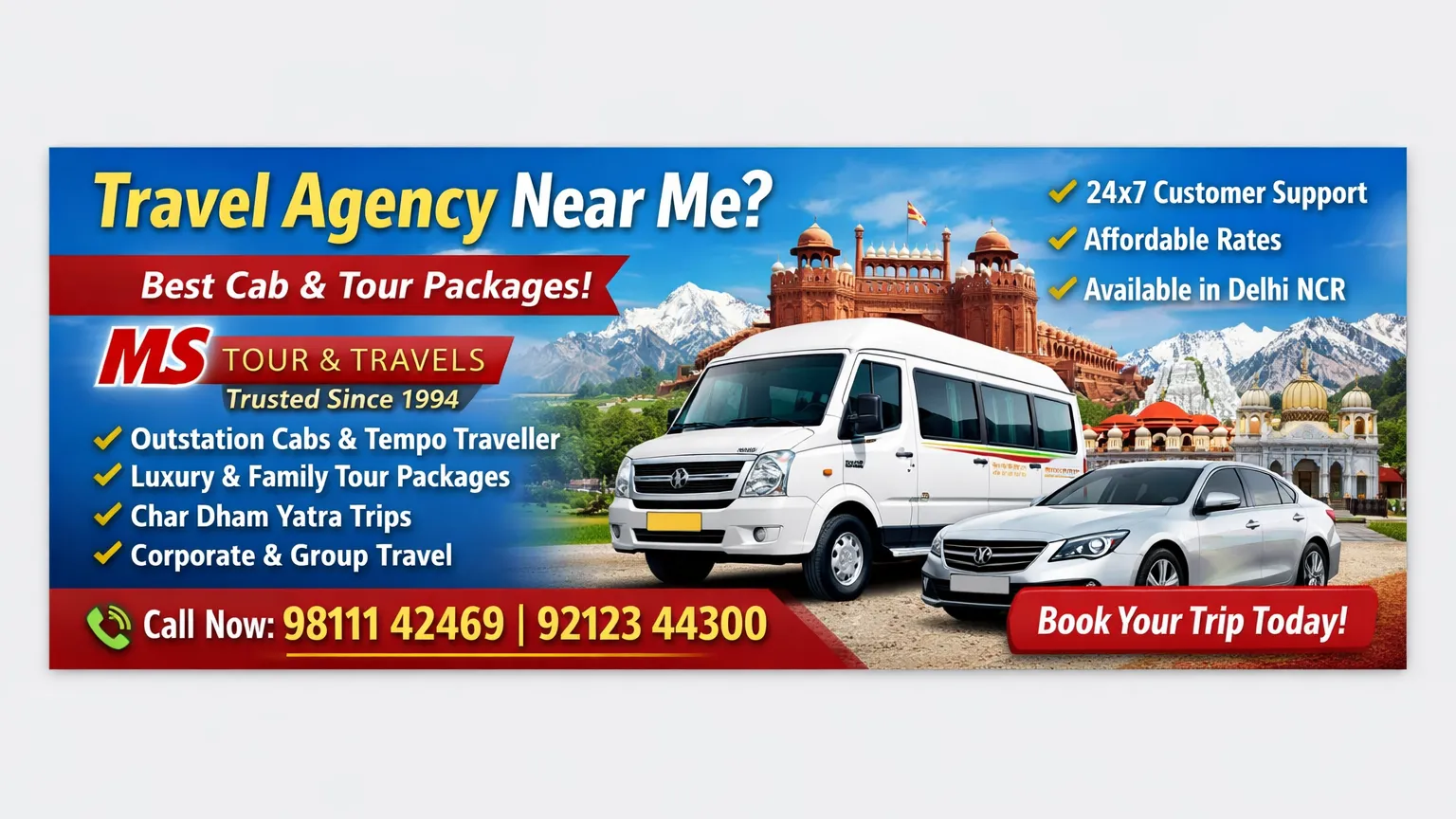 Hire Tempo Traveller, Urbania & luxury cars for family trips, religious tours & corporate travel.