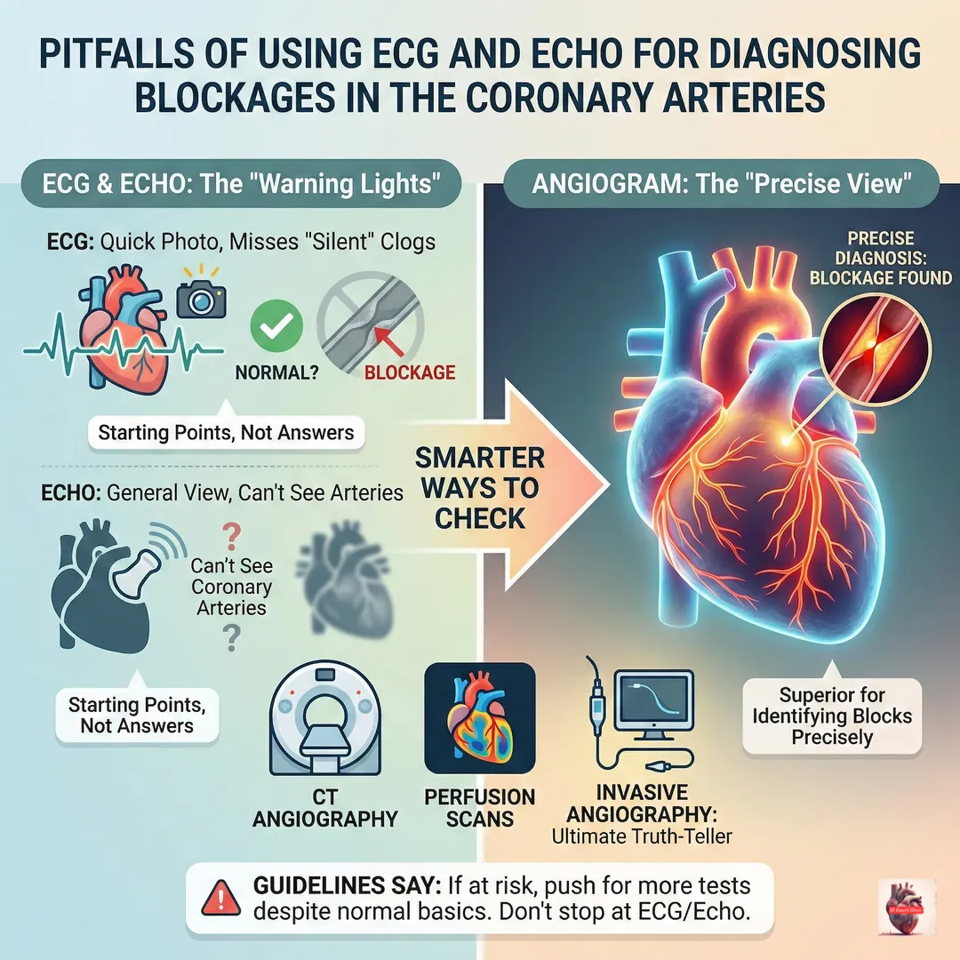 Pitfalls of ECG and ECHO for diagnosing heart blockages - இதய இரத்தக் குழாய் அடைப்புகளைக் கண்டறிவதில