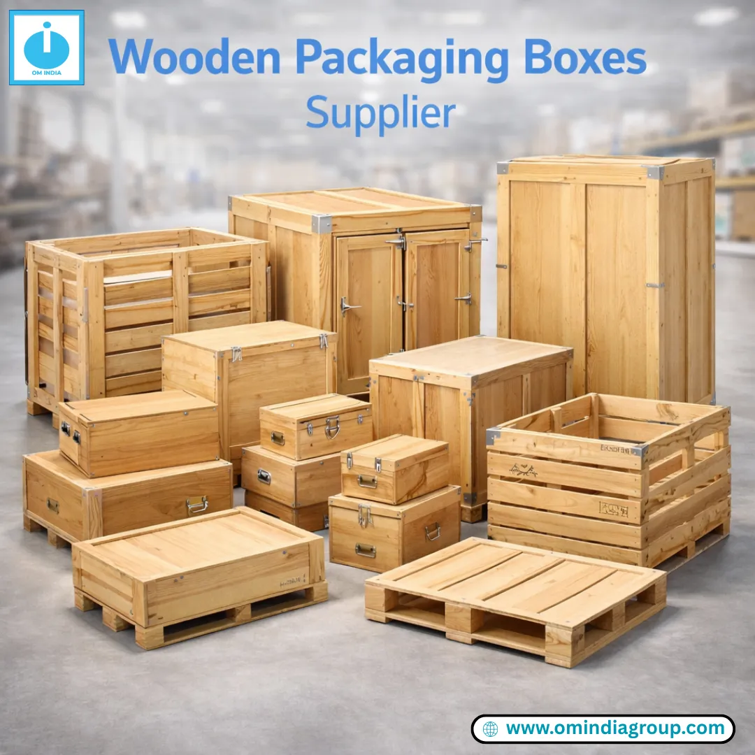 Wooden Packaging Boxes Supplier Near Me | Om India Packaging