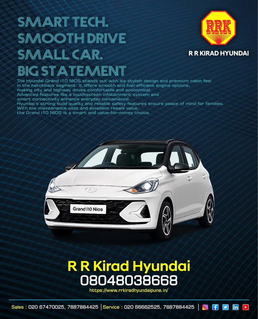 Smart Tech. Smooth Drive. Small Car. Big Statement. Visit R R kirad Hyundai Showroom, Hadapsar, Pune