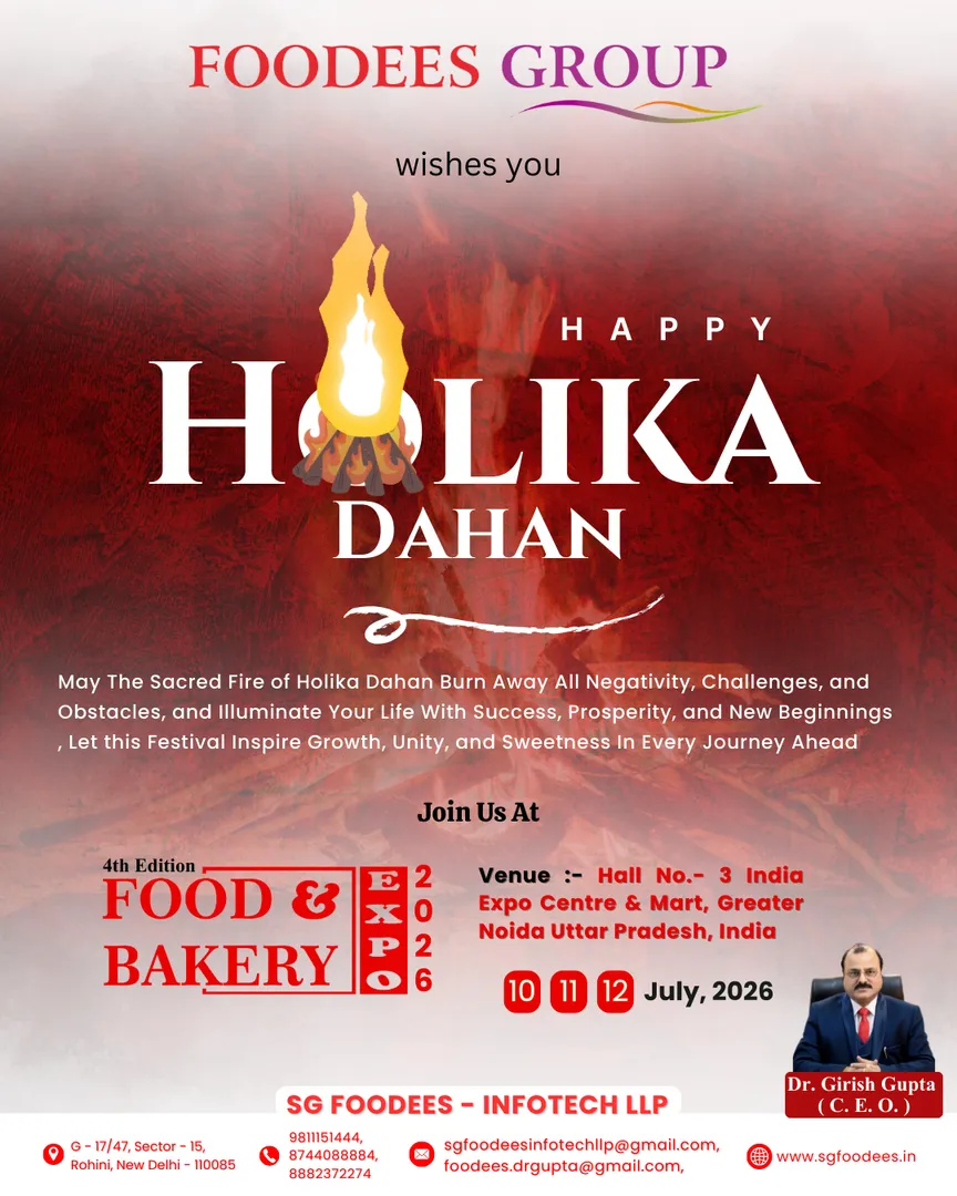 Holika Dahan 2026 celebration, Happy Holika Dahan wishes from Foodees Group, corporate Holika Dahan