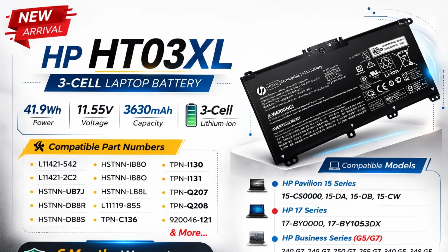 Product Update β HP HT03XL Laptop Battery Now Available