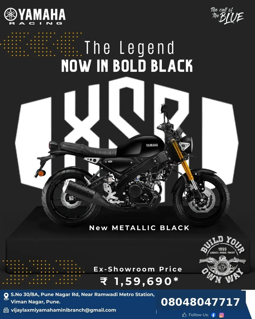 Experience timeless design and modern performance with the Yamaha XSR 155 Bold Black at Vijaylaxmi Y...