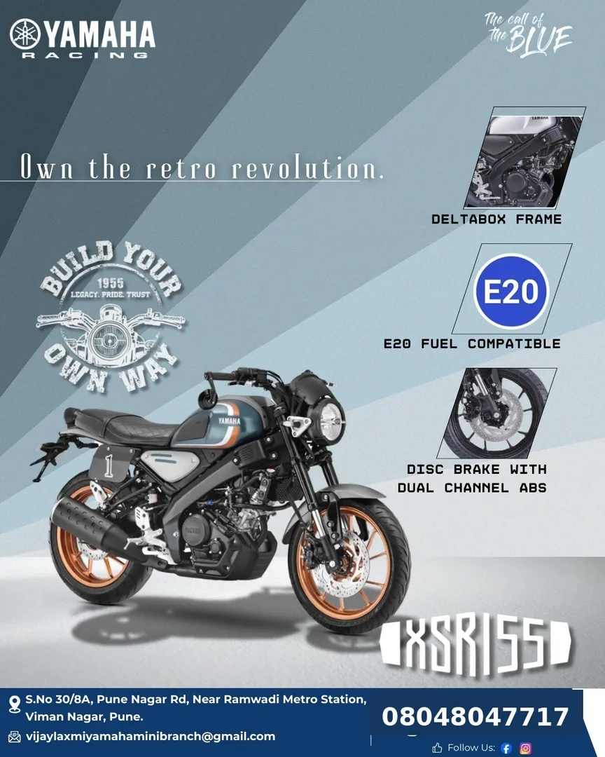 Experience the perfect blend of retro style and modern performance with the Yamaha XSR 155 at Vijayl...